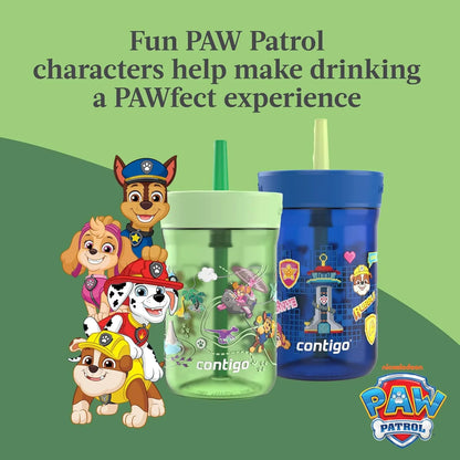 Contigo Kids’ Leighton Straw Tumbler with Spill-Proof Leak-Proof Lid 14oz Juniper/Blue Forest