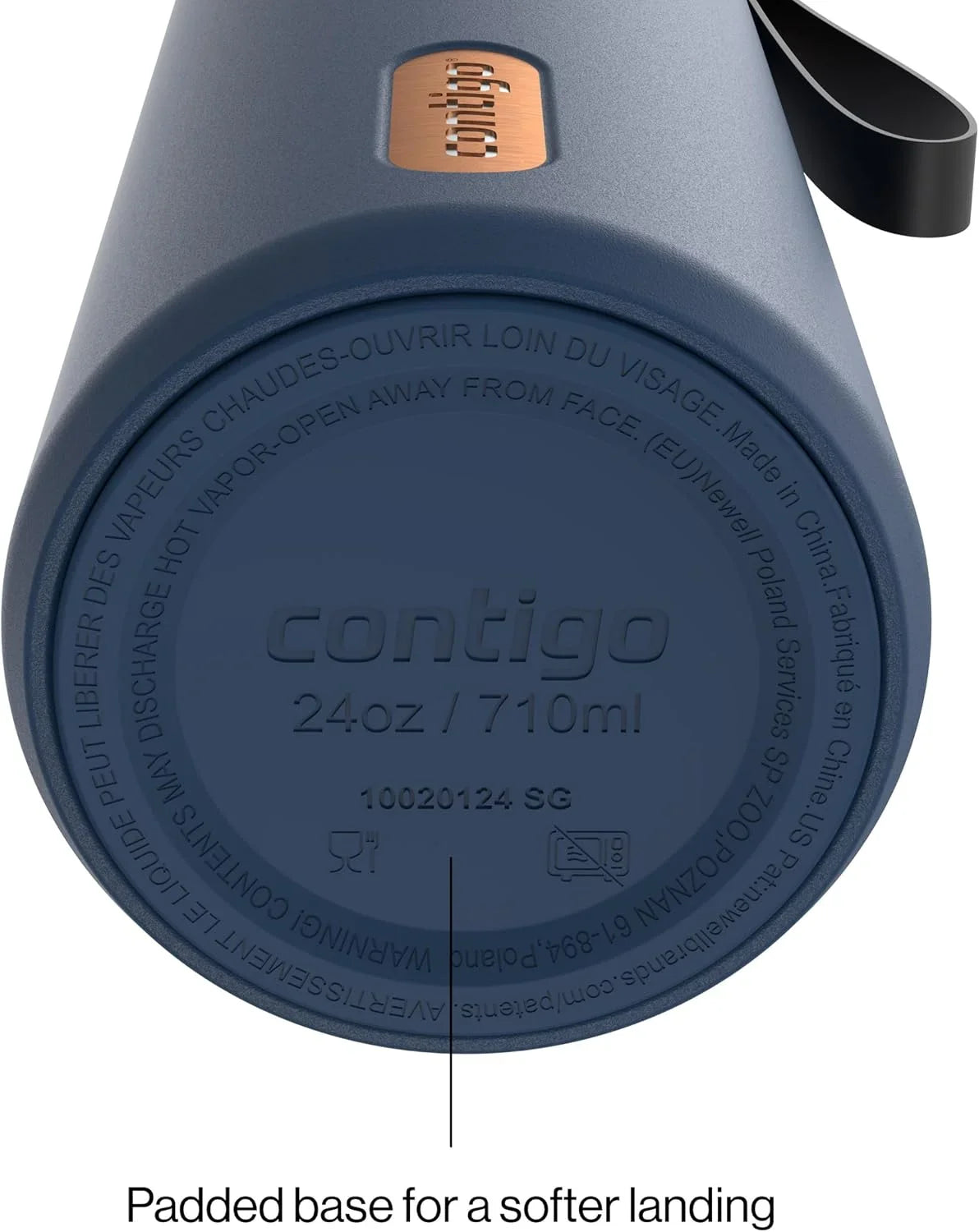 Contigo SnapSeal 24 oz Stainless Steel Vacuum-Insulated Water Bottle with Leakproof AutoClose Lid, Carry Strap & Reusable Straw, BPA-Free & Lead-Free, Dishwasher Safe