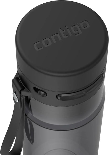 Contigo AutoPop 24 oz Water Bottle w/Carry Strap & Agitator Ball | Leakproof Lid | BPA-Free Tritan Plastic | Dishwasher Safe Protein Shaker Mixer Bottle | Licorice