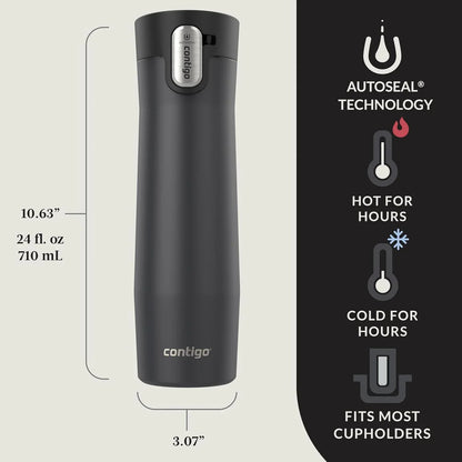 Contigo AUTOSEAL West Loop Vacuum-Insulated Stainless Steel Travel Mug with Easy-Clean Lid 24 oz Crystal Agave