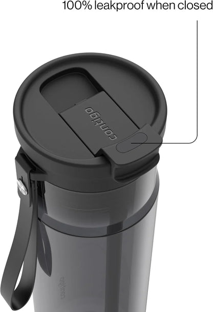 Contigo DualSip 24 oz Tritan Plastic Water Bottle with Carry Strap & 2-in-1 Leakproof Lid (Straw or Spout), BPA-Free, Dishwasher Safe